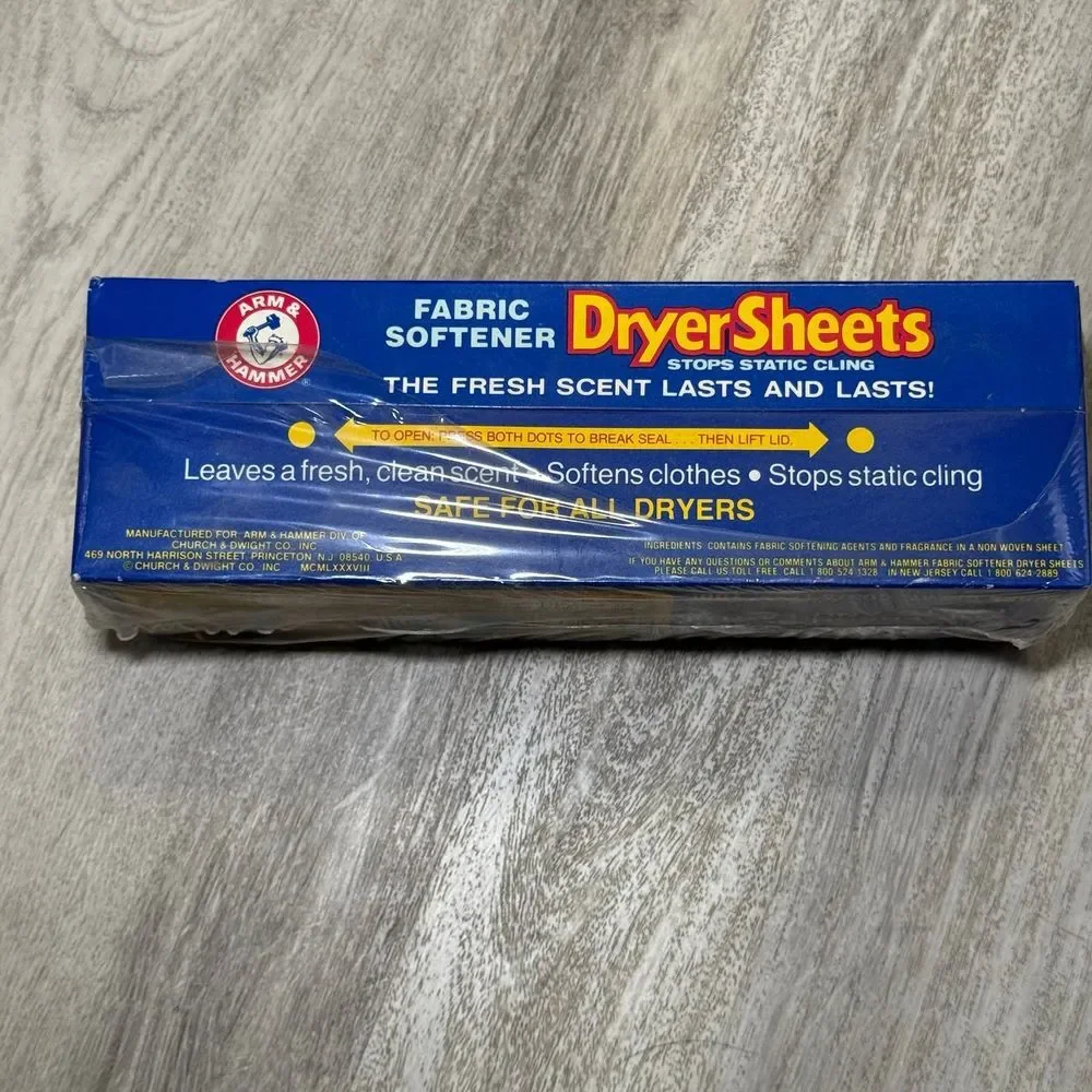 Vintage Arm & Hammer Fabric Softener Dryer Sheet Roll ~‎ 60 Pack ~ New Old Stock